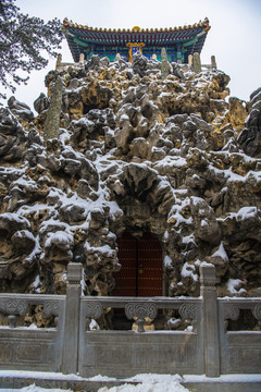 北京故宫御花园雪景