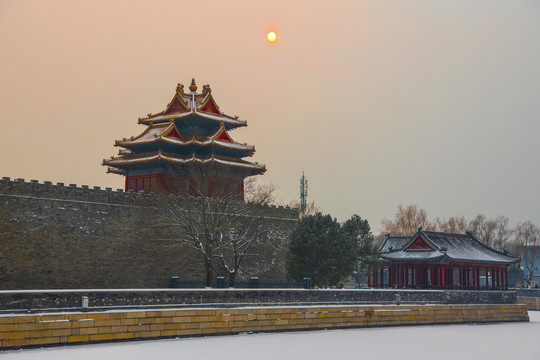 北京故宫角楼雪景