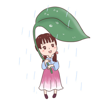春天雨水手绘卡通元素