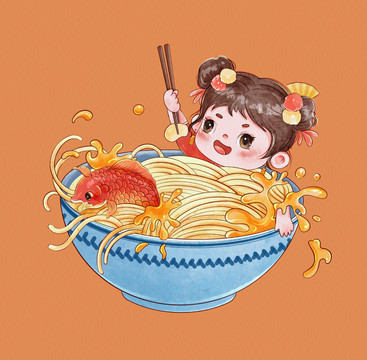 魚湯面插畫