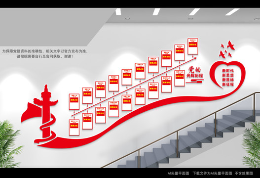 黨的光輝歷程樓梯間文化墻