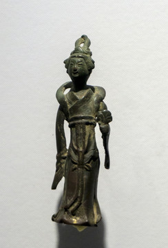唐代铜鎏金供养女造像