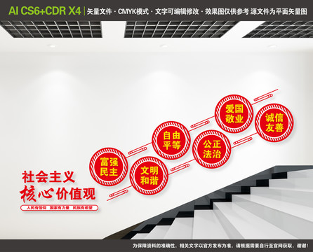 核心價值觀樓梯文化墻