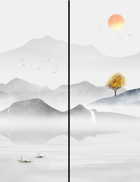 新中式水墨山水畫