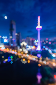 朦胧的中国辽宁沈阳夜景