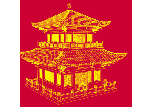 景區(qū)古建兩層四方閣樓