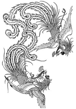 雙鳳AI矢量圖
