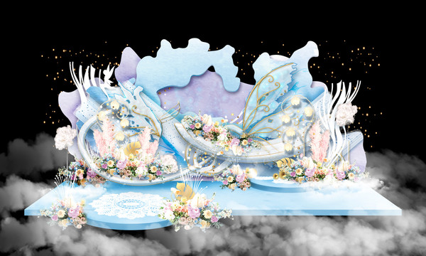 粉藍淺紫夢幻水彩游園婚禮設計