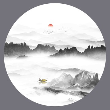 水墨山水裝飾畫