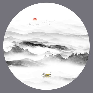 水墨山水裝飾畫