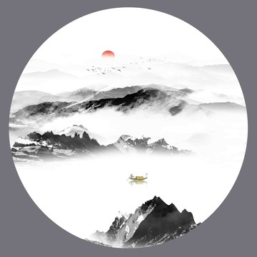 黑白水墨山水畫