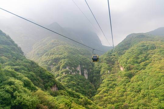 中国河南嵩山景区的缆车