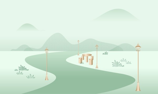 中式矢量山水景觀