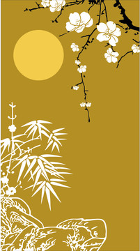 新中式玄關矢量