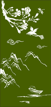 新中式玄關花鳥山