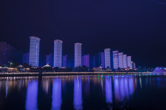 呼和浩特街景夜景