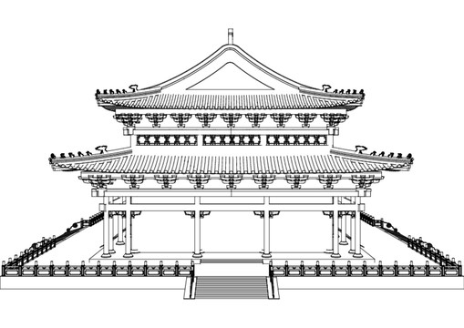 大唐芙蓉园未央宫大殿矢量图