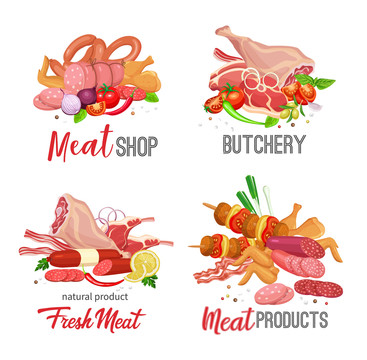 新鮮肉品蔬果插圖