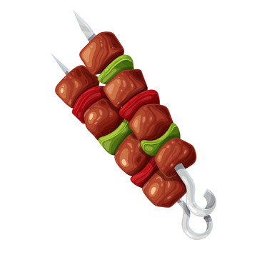 燒烤蔬菜肉串插圖