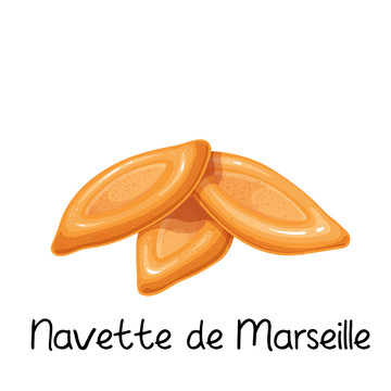 法式船型香橙饼水彩插图