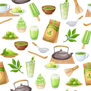 日式抹茶制品插圖背景