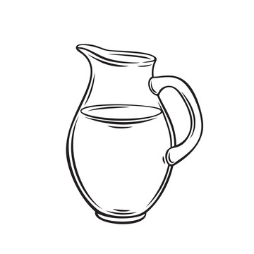 黑白玻璃壺容器插圖