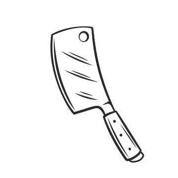 黑白中式菜刀插圖