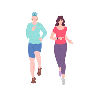男女慢跑运动插图