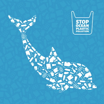 塑料海豚海洋保护海报