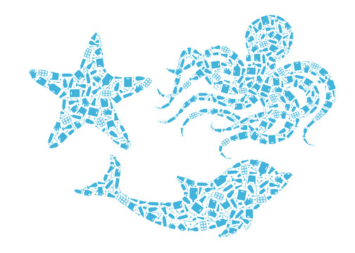塑料海星章魚海豚圖案