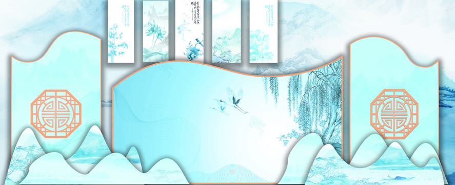 藍(lán)色中式背景