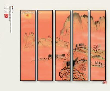 中國風(fēng)山水裝飾畫