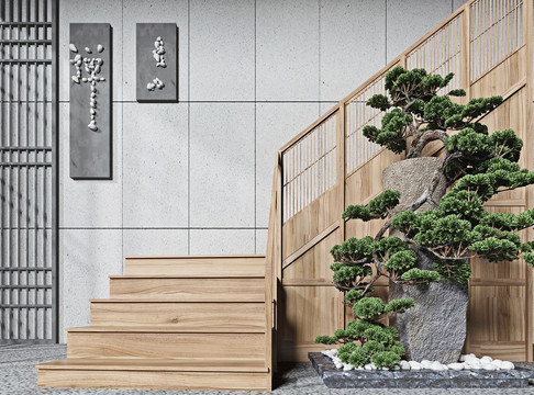 新中式简约实木楼梯
