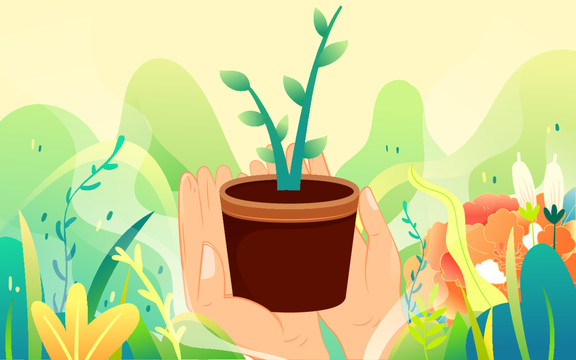 312植樹節(jié)愛護自然環(huán)境插畫