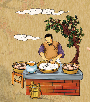 糯米藕插畫