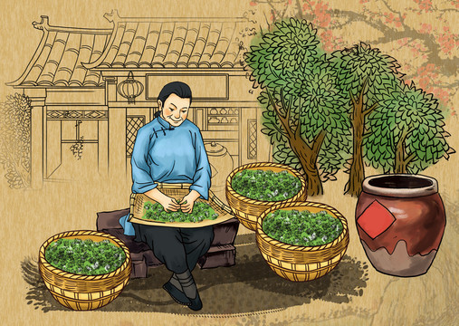 韭菜花插畫分層
