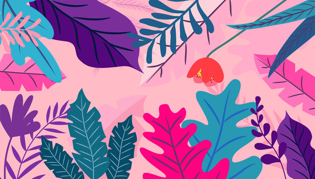 時尚鮮花背景插畫