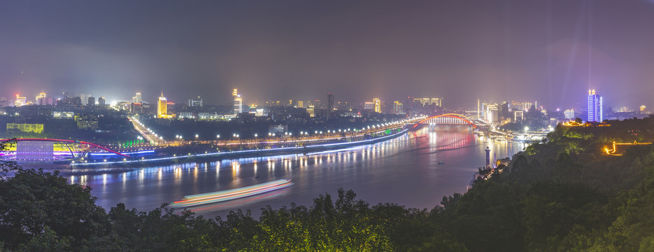 宜宾三江汇流城市景观夜景