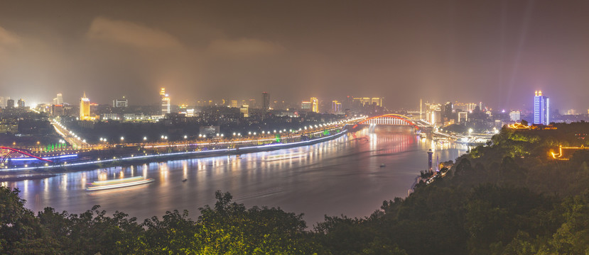 宜宾三江汇流城市景观夜景