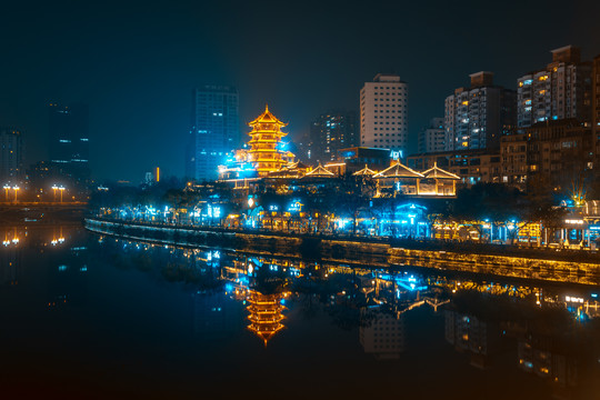 成都廊桥夜景