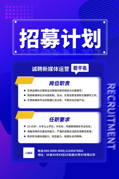藍(lán)色漸變風(fēng)招聘設(shè)計海報