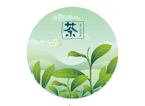 茶叶茶山插画矢量图