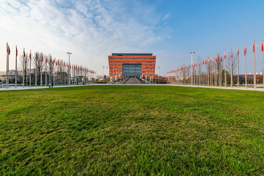 成都大学图书馆广场草地