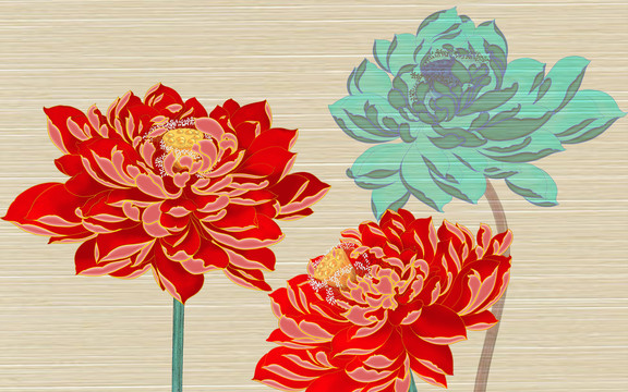 高端刺繡荷花背景墻