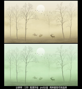 歐式風(fēng)格樹林壁畫