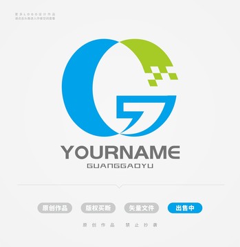 G字母蓝色绿色LOGO