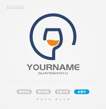 字母G红酒酒杯LOGO