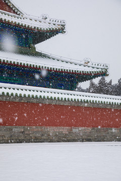 红墙雪景