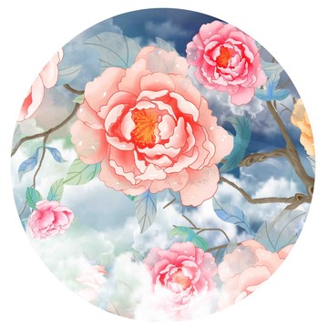 工筆牡丹花插畫