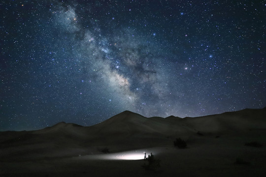 沙漠无人区夜空银河